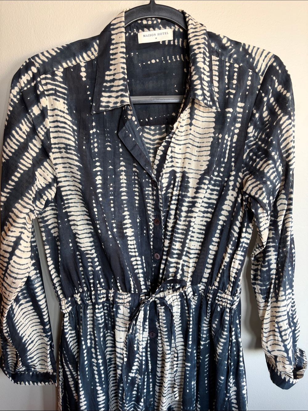 Maison Hotel black and cream tie dye shirt dress Size M
